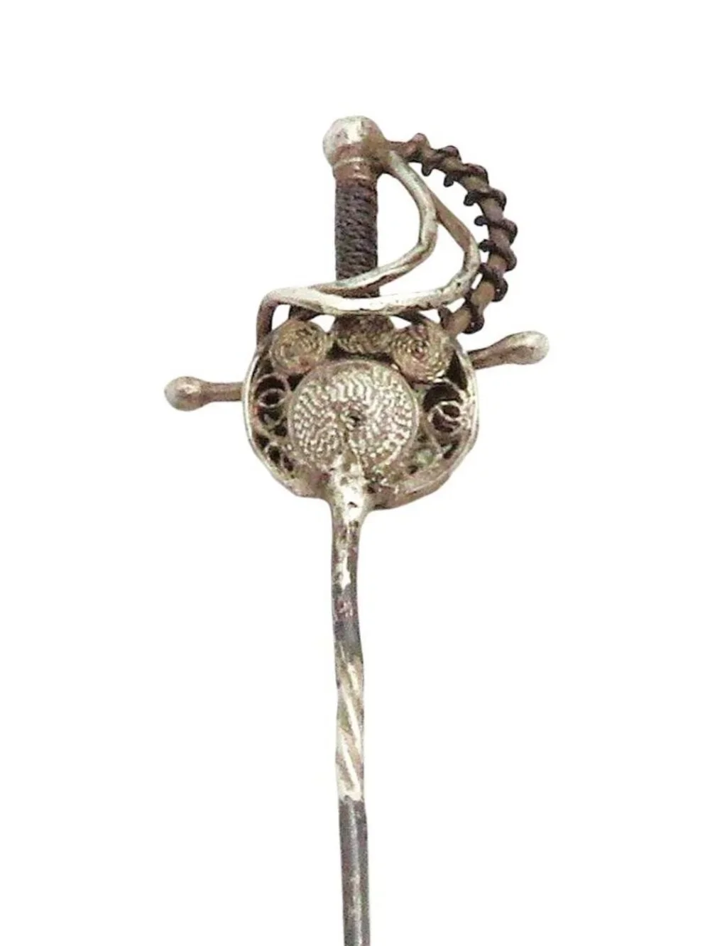Antique Edwardian Sterling Silver Sword Dagger Stick Pin c .1910 Figural Rapier